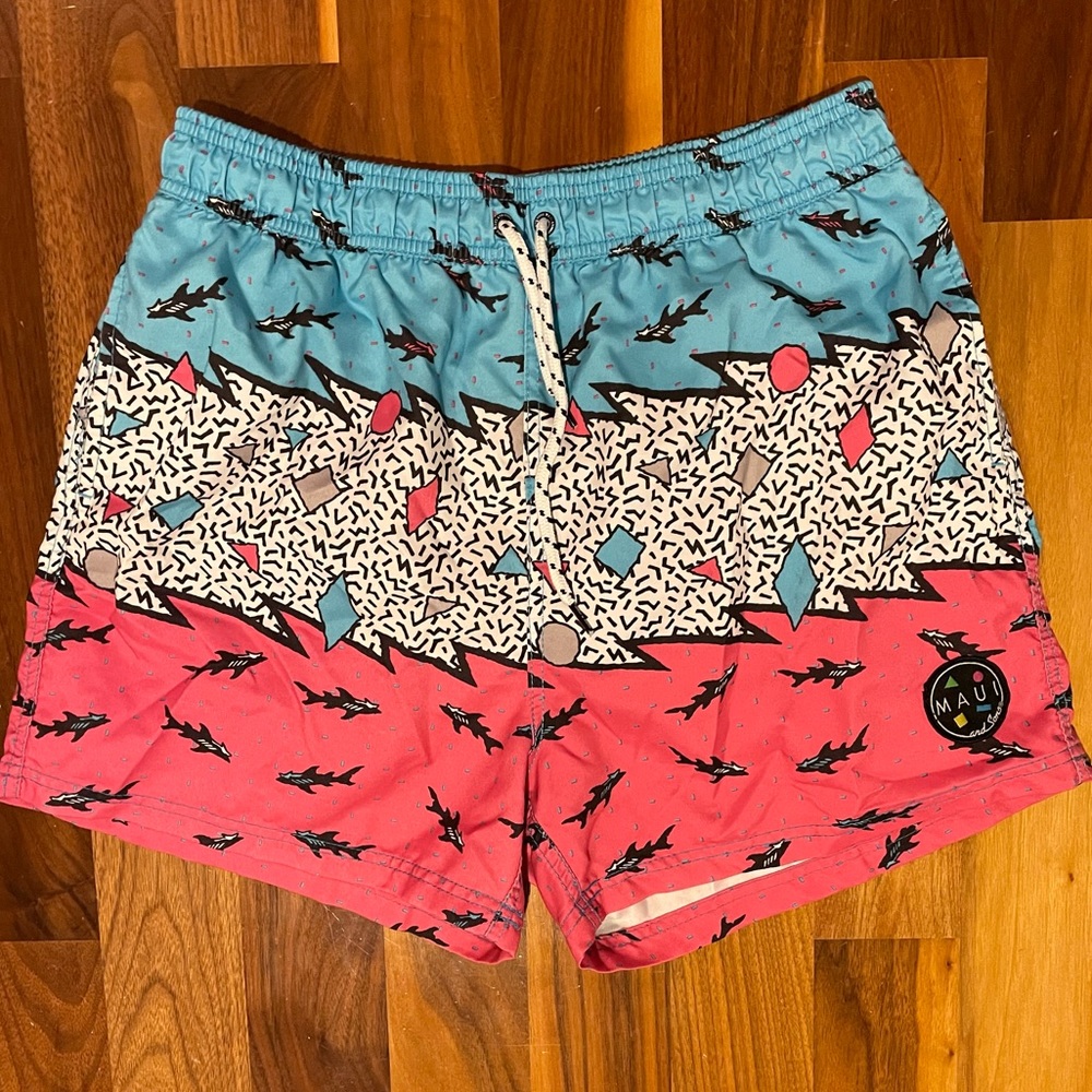Maui and Sons 1980s style Shark Swim Shorts - XL